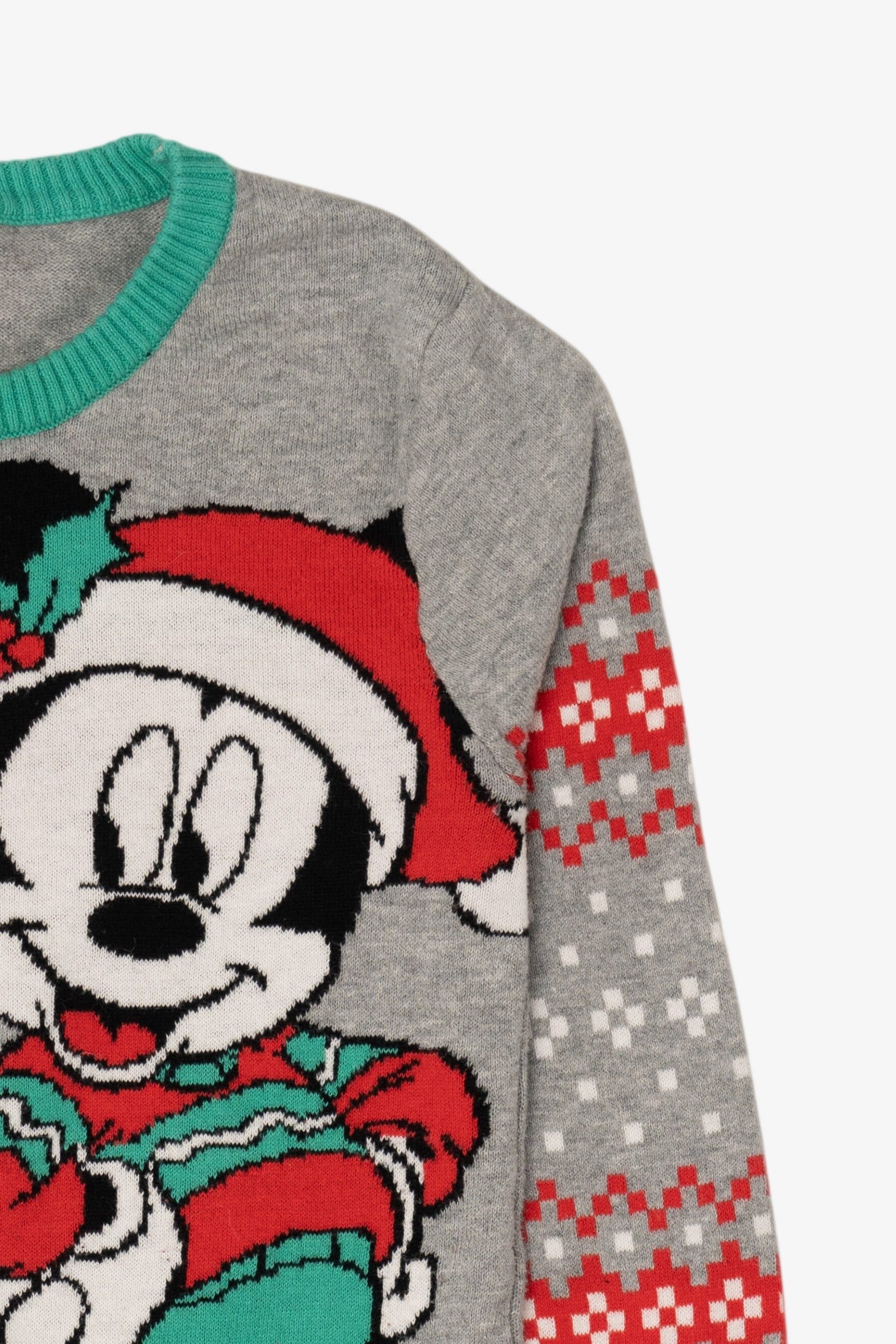 Kids Gray Disney Mickey And Minnie Mouse Ugly Christmas Pullover (2010s)