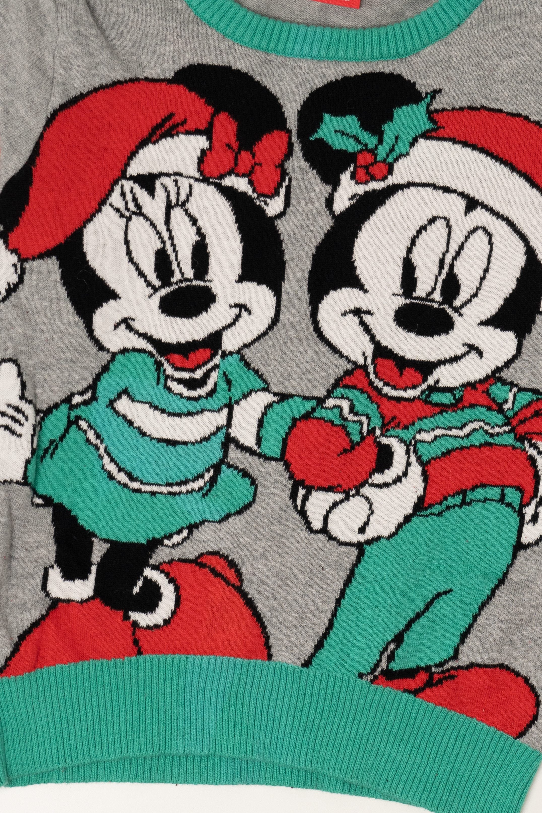 Kids Gray Disney Mickey And Minnie Mouse Ugly Christmas Pullover (2010s)