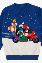 Kids Blue Penguins And Presents Ugly Christmas Pullover (2010s)