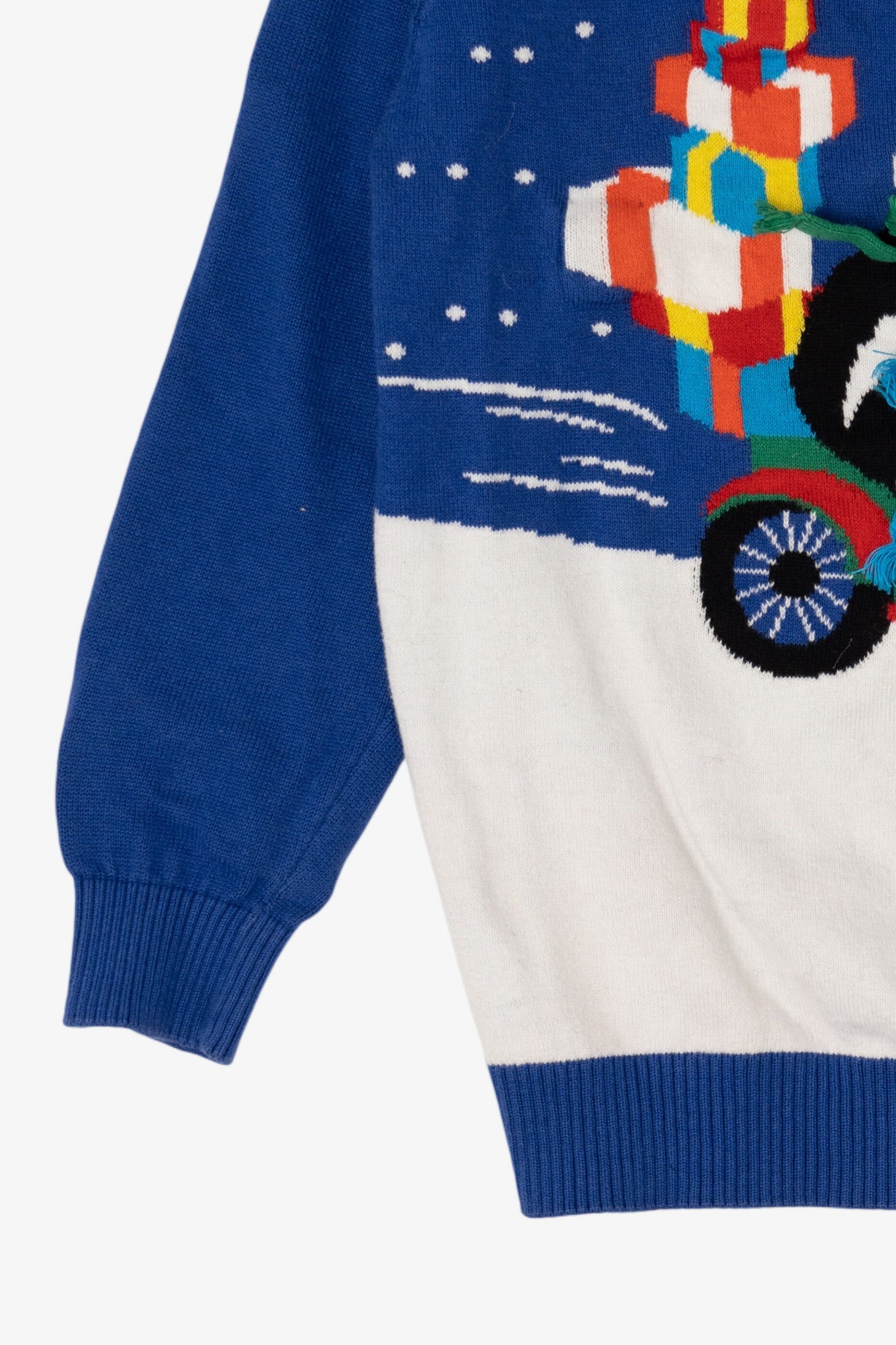 Kids Blue Penguins And Presents Ugly Christmas Pullover (2010s)