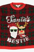 Red "Santa's Bestie" Santa Ugly Christmas Pullover (2010s)
