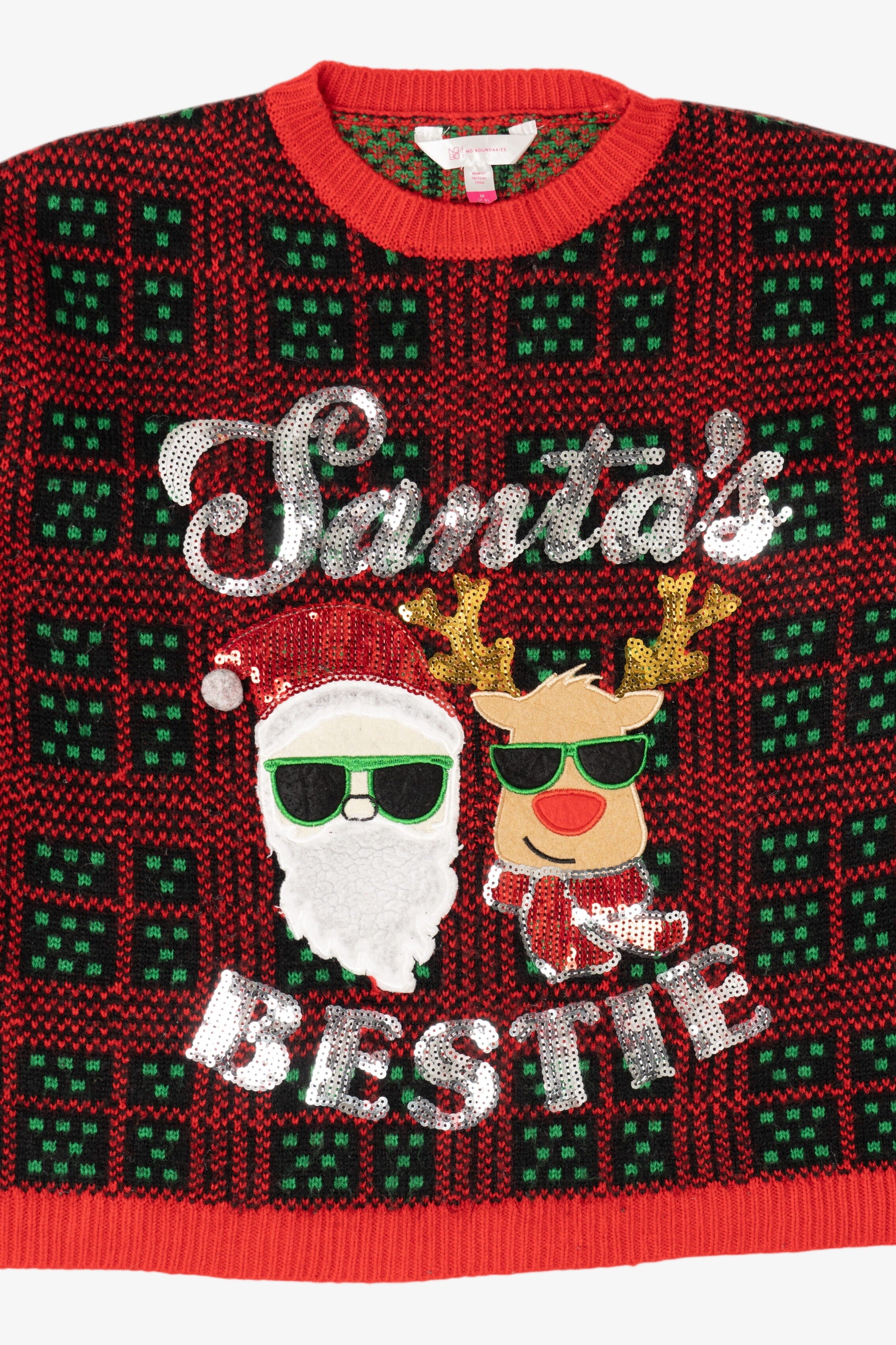 Red "Santa's Bestie" Santa Ugly Christmas Pullover (2010s)