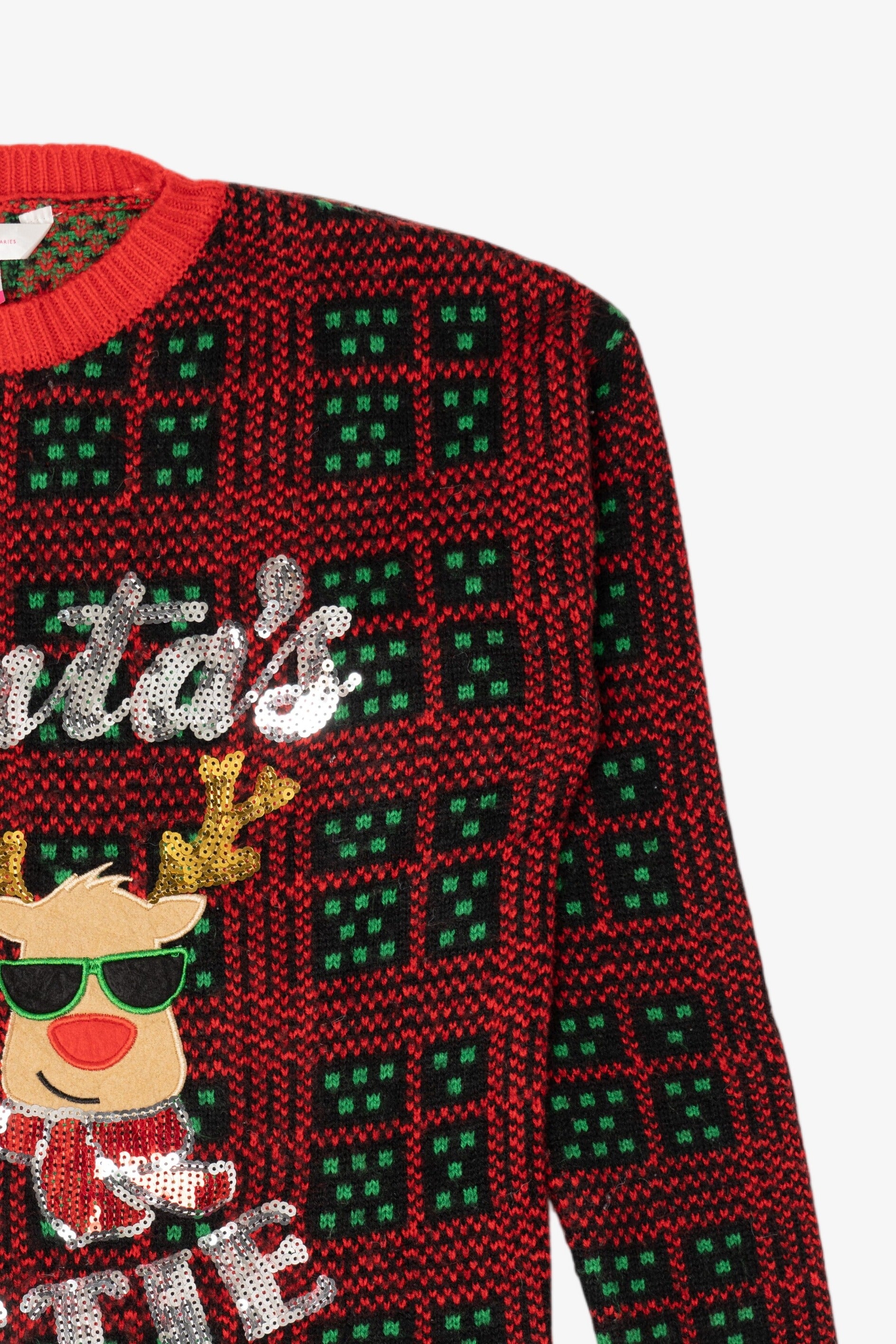 Red "Santa's Bestie" Santa Ugly Christmas Pullover (2010s)
