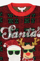Red "Santa's Bestie" Santa Ugly Christmas Pullover (2010s)