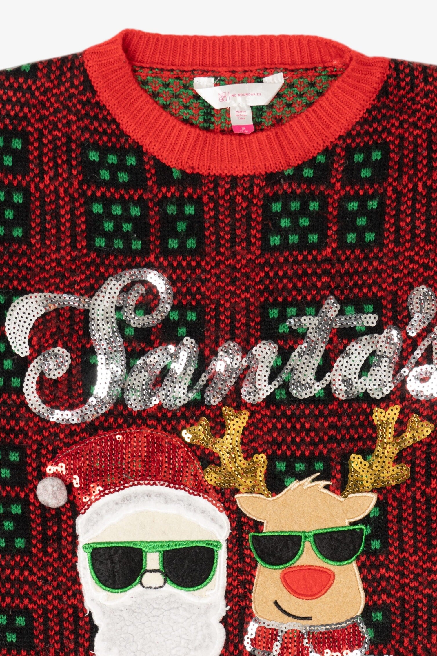 Red "Santa's Bestie" Santa Ugly Christmas Pullover (2010s)
