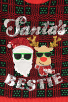Red "Santa's Bestie" Santa Ugly Christmas Pullover (2010s)