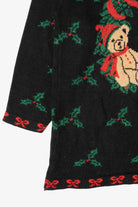 Vintage Black Nutcracker Teddy Bear Wreath Ugly Christmas Pullover (1990s)