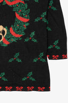 Vintage Black Nutcracker Teddy Bear Wreath Ugly Christmas Pullover (1990s)