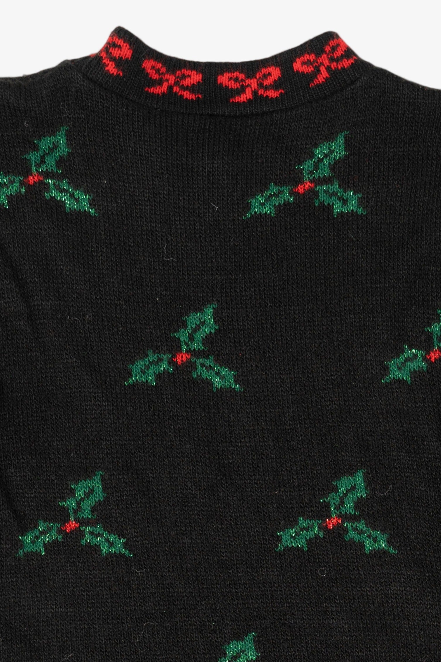 Vintage Black Nutcracker Teddy Bear Wreath Ugly Christmas Pullover (1990s)