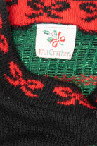 Vintage Black Nutcracker Teddy Bear Wreath Ugly Christmas Pullover (1990s)