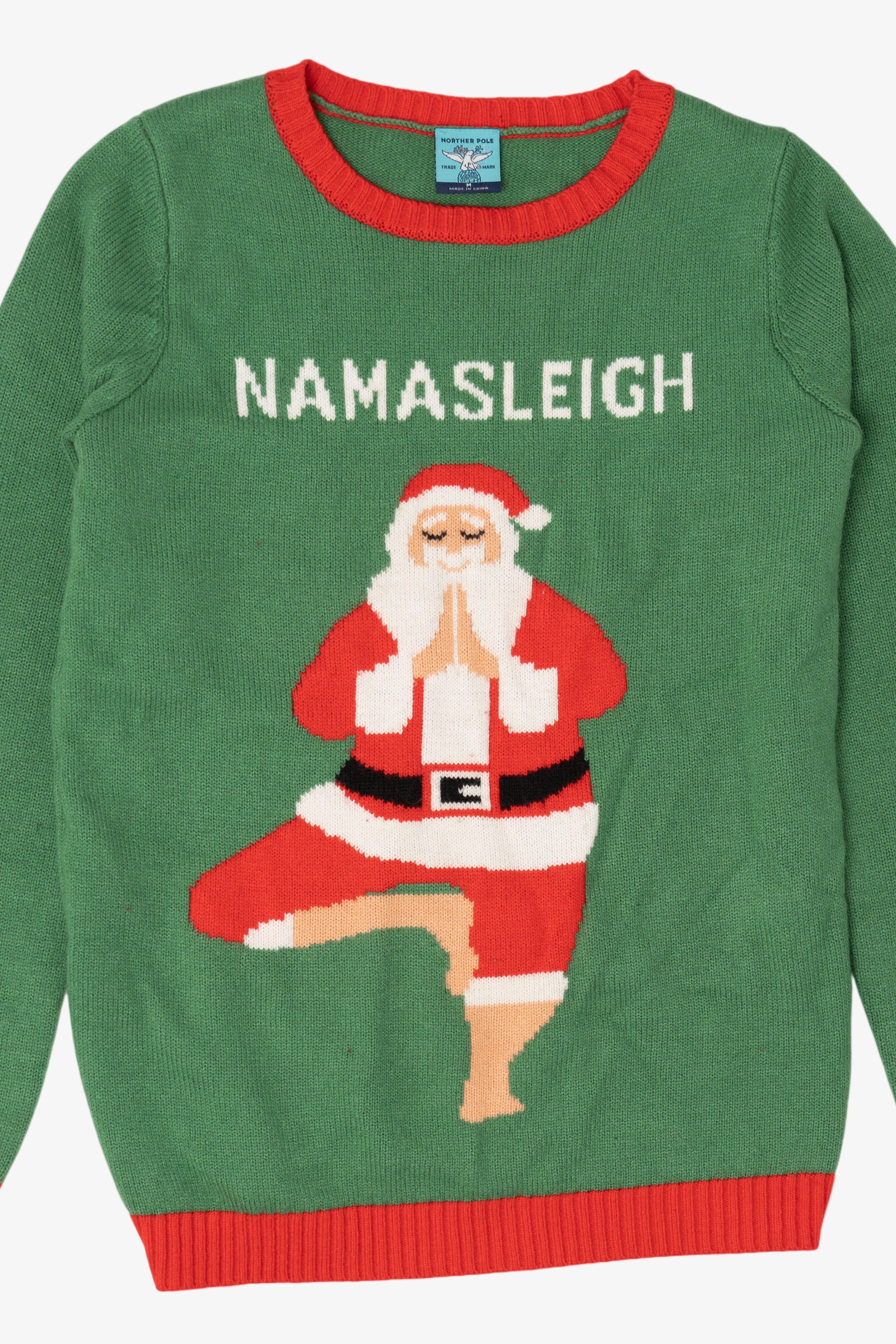 Green Norther Pole Santa "Namasleigh" Ugly Christmas Pullover (2010s)