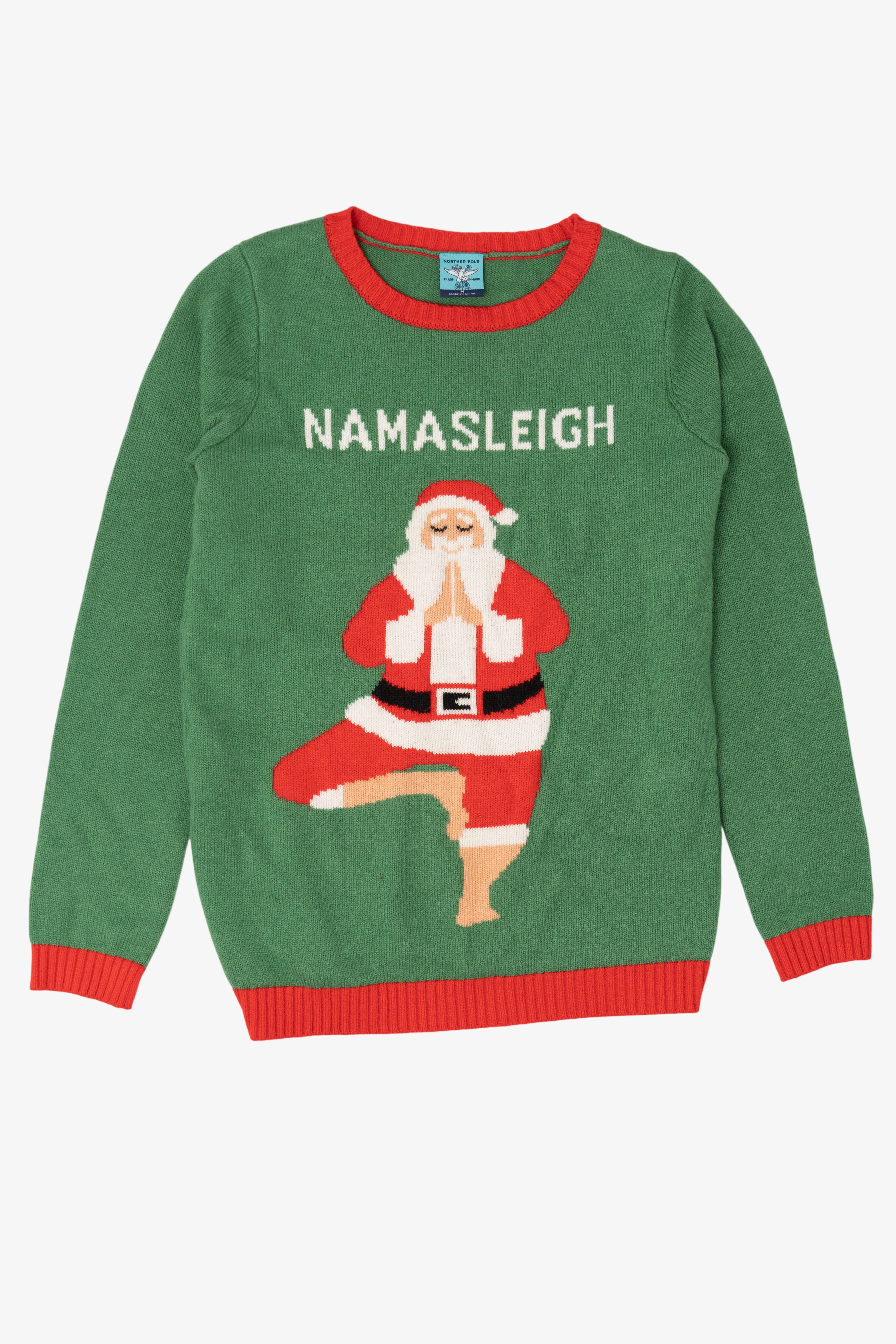 Green Norther Pole Santa "Namasleigh" Ugly Christmas Pullover (2010s)