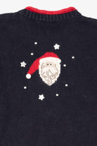 Vintage Navy Blue Christopher & Banks Santa Ugly Christmas Pullover (1990s)