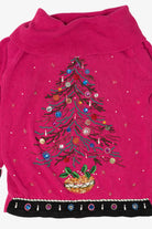 Vintage Hot Pink B.P Design Tree Ugly Christmas Pullover (1990s)