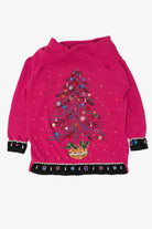 Vintage Hot Pink B.P Design Tree Ugly Christmas Pullover (1990s)