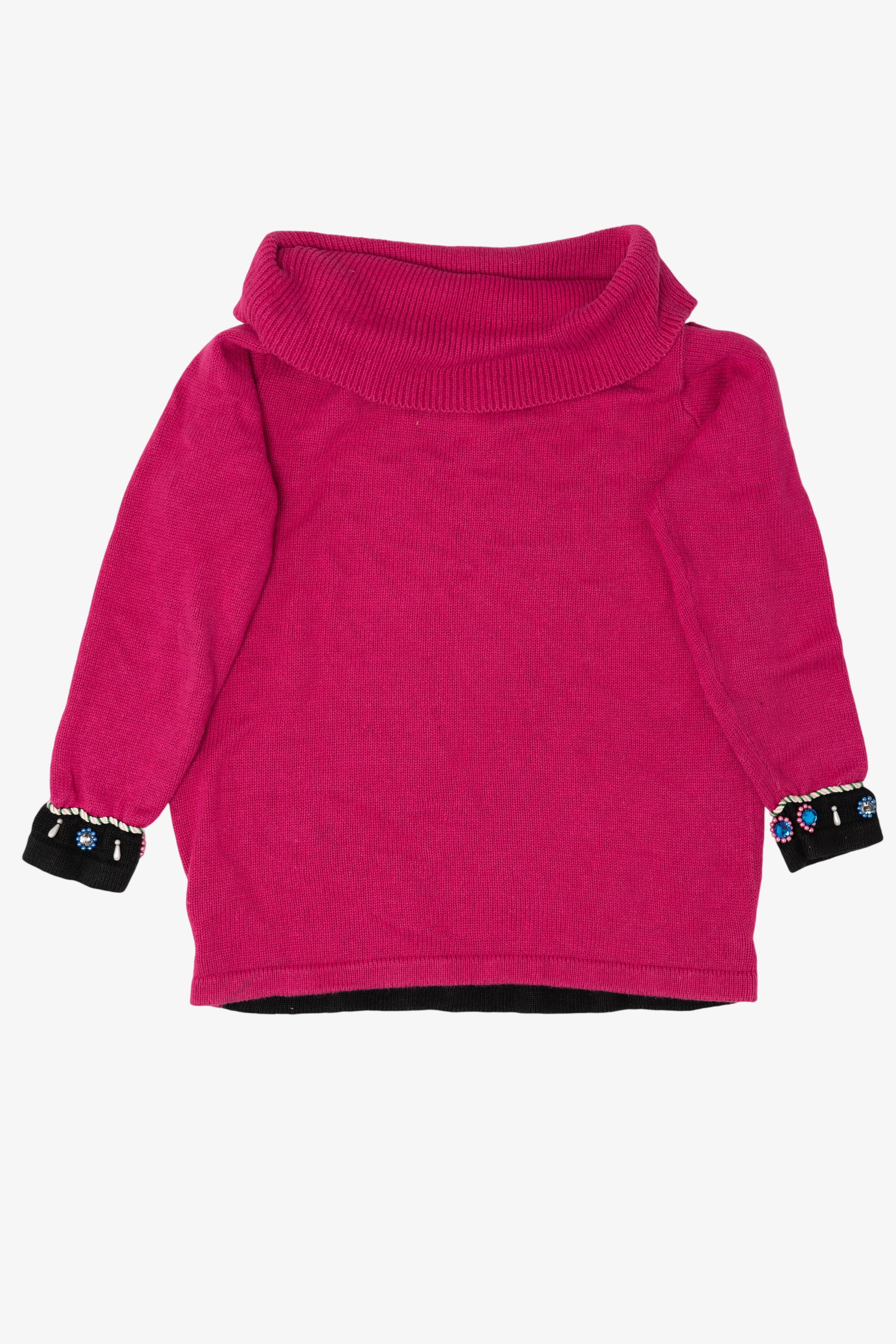 Vintage Hot Pink B.P Design Tree Ugly Christmas Pullover (1990s)