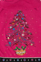 Vintage Hot Pink B.P Design Tree Ugly Christmas Pullover (1990s)