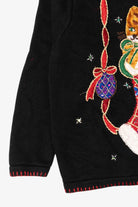Vintage Black B.P Design Cat In Stocking Ugly Christmas Pullover (1990s)