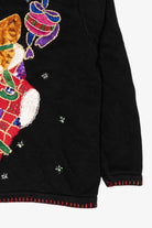 Vintage Black B.P Design Cat In Stocking Ugly Christmas Pullover (1990s)
