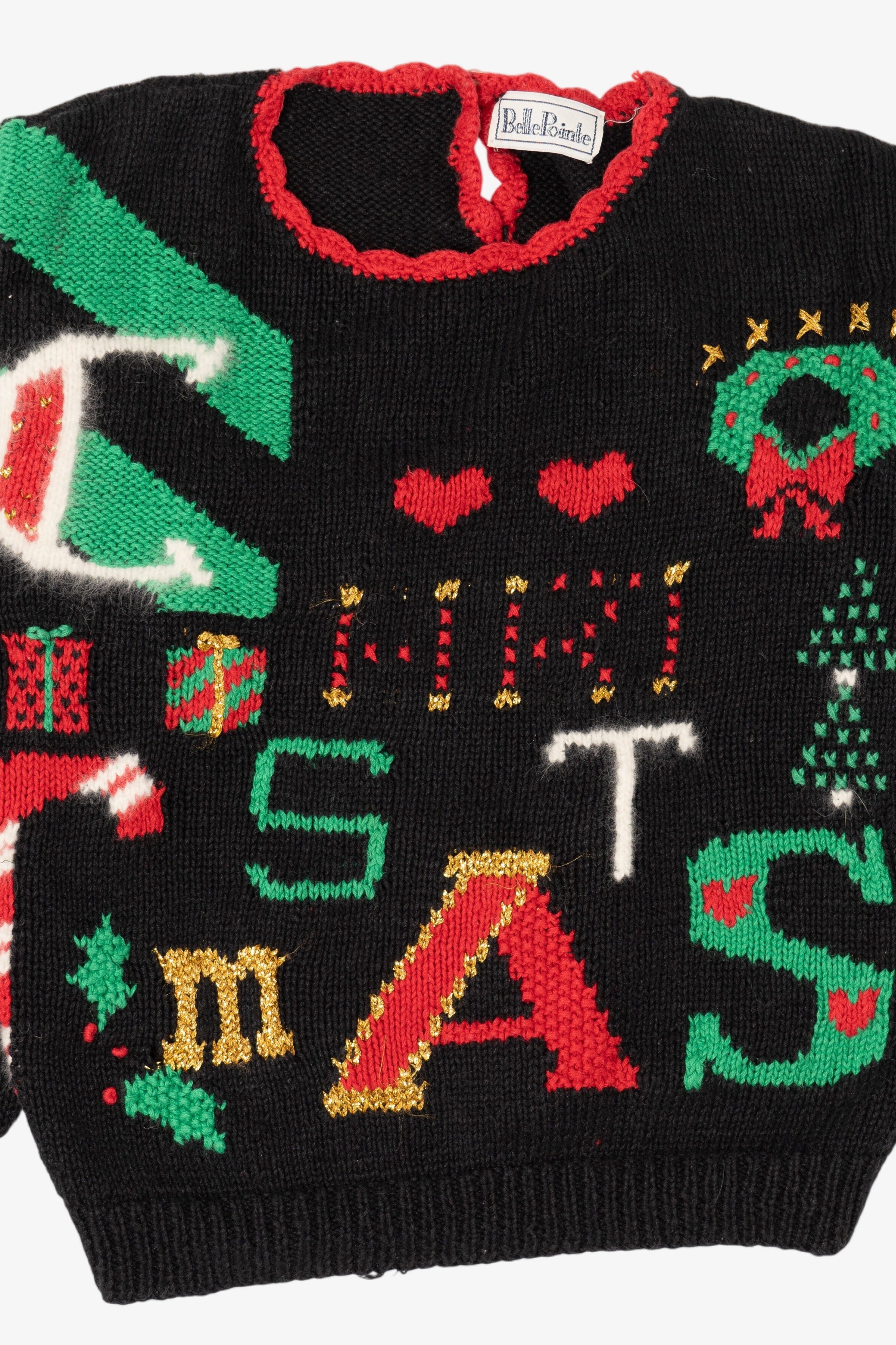 Vintage Black Belle Pointe Ugly Christmas Pullover (1990s)