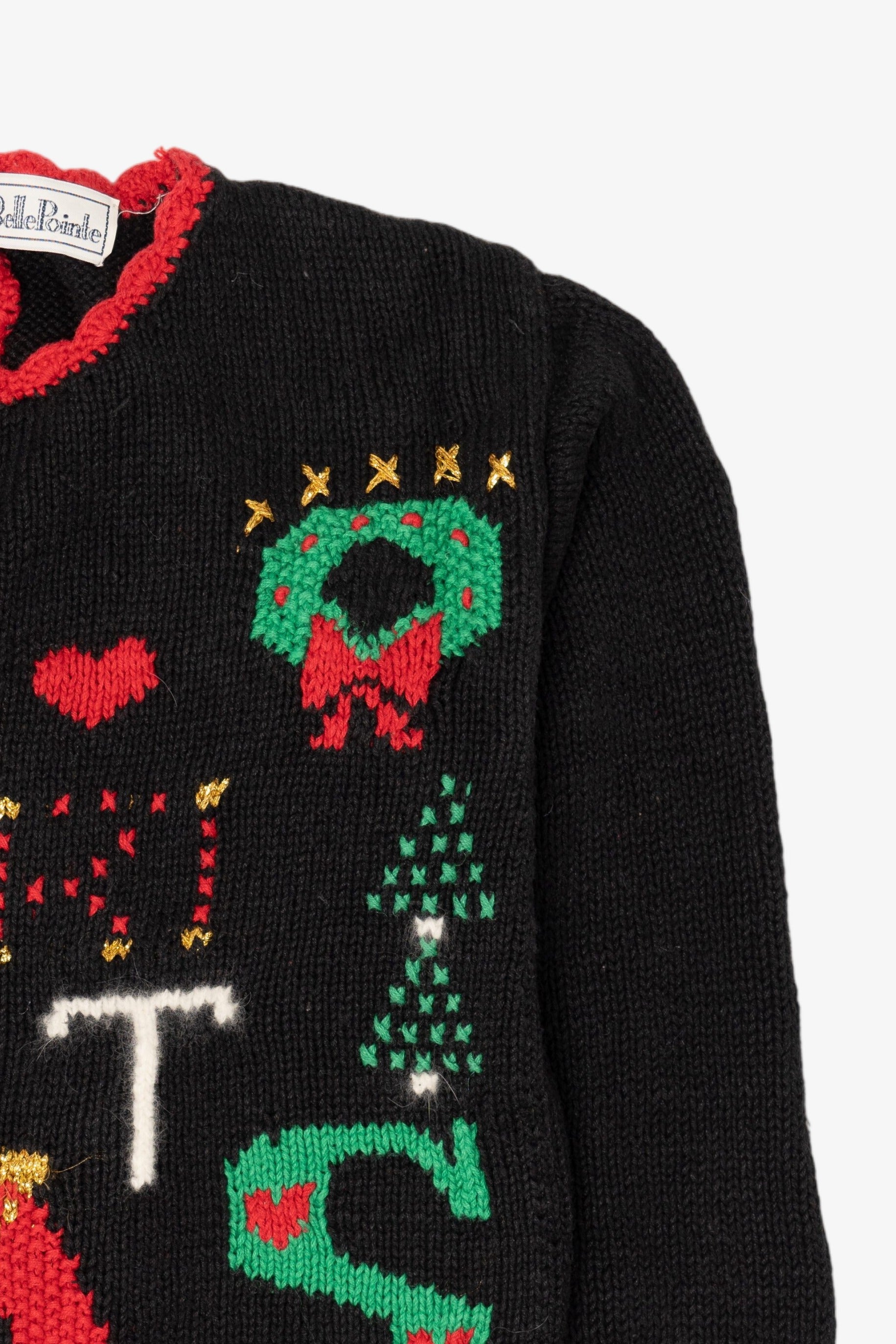 Vintage Black Belle Pointe Ugly Christmas Pullover (1990s)