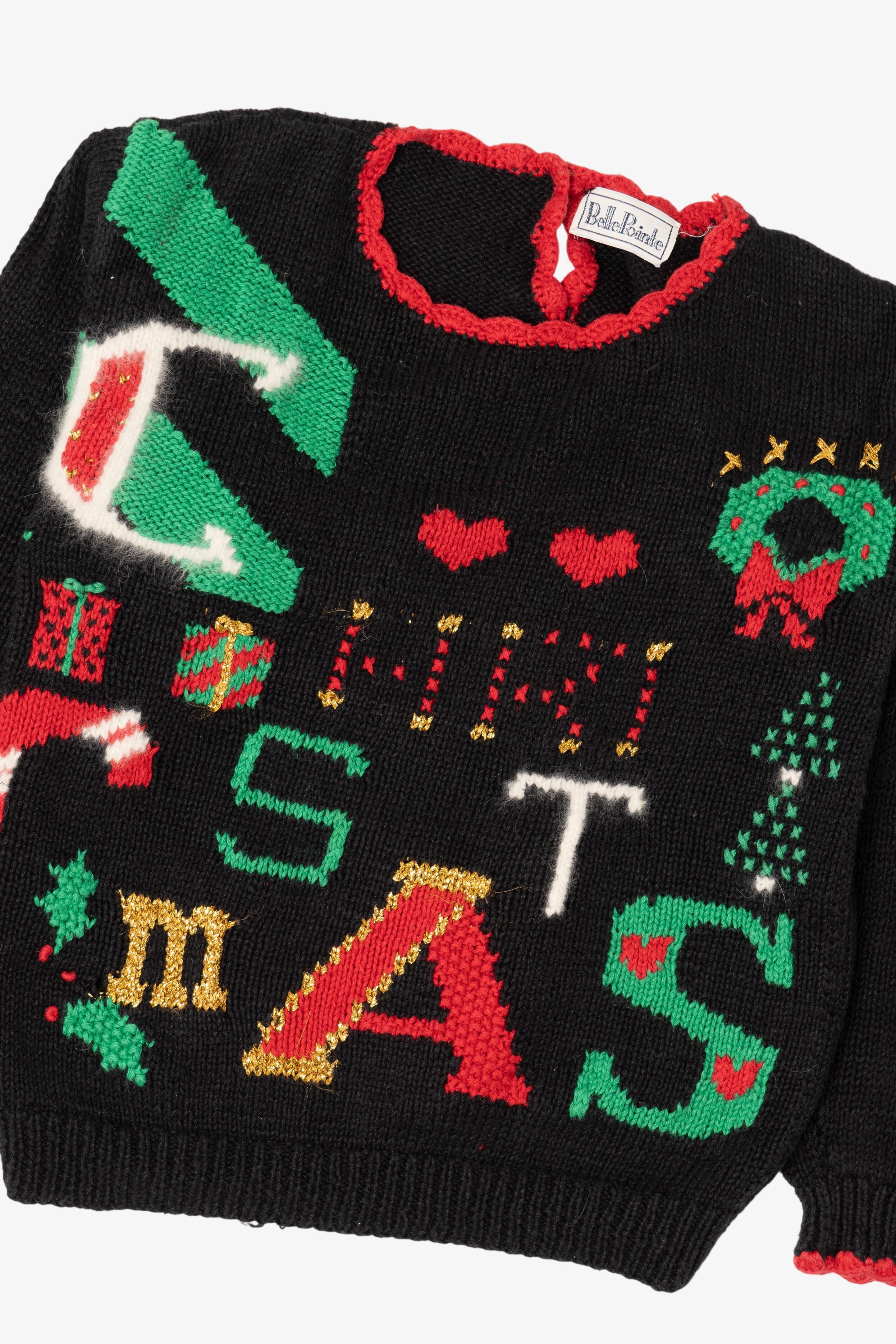 Vintage Black Belle Pointe Ugly Christmas Pullover (1990s)