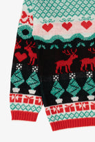 Vintage Aqua Grand Knitwear Reindeer Pattern Ugly Christmas Pullover (1980s)