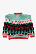 Vintage Aqua Grand Knitwear Reindeer Pattern Ugly Christmas Pullover (1980s)