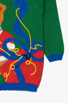 Vintage Green Bravo! Teddy Bear Ugly Christmas Pullover (1990s)
