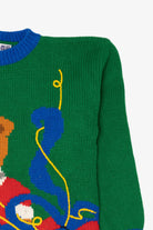 Vintage Green Bravo! Teddy Bear Ugly Christmas Pullover (1990s)
