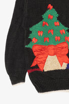 Vintage Hand Knit Black Marisa Christina Presents Ugly Christmas Pullover (1990s)