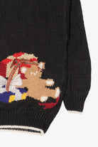 Vintage Hand Knit Black Marisa Christina Presents Ugly Christmas Pullover (1990s)
