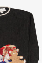 Vintage Hand Knit Black Marisa Christina Presents Ugly Christmas Pullover (1990s)