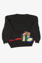 Vintage Hand Knit Black Marisa Christina Presents Ugly Christmas Pullover (1990s)
