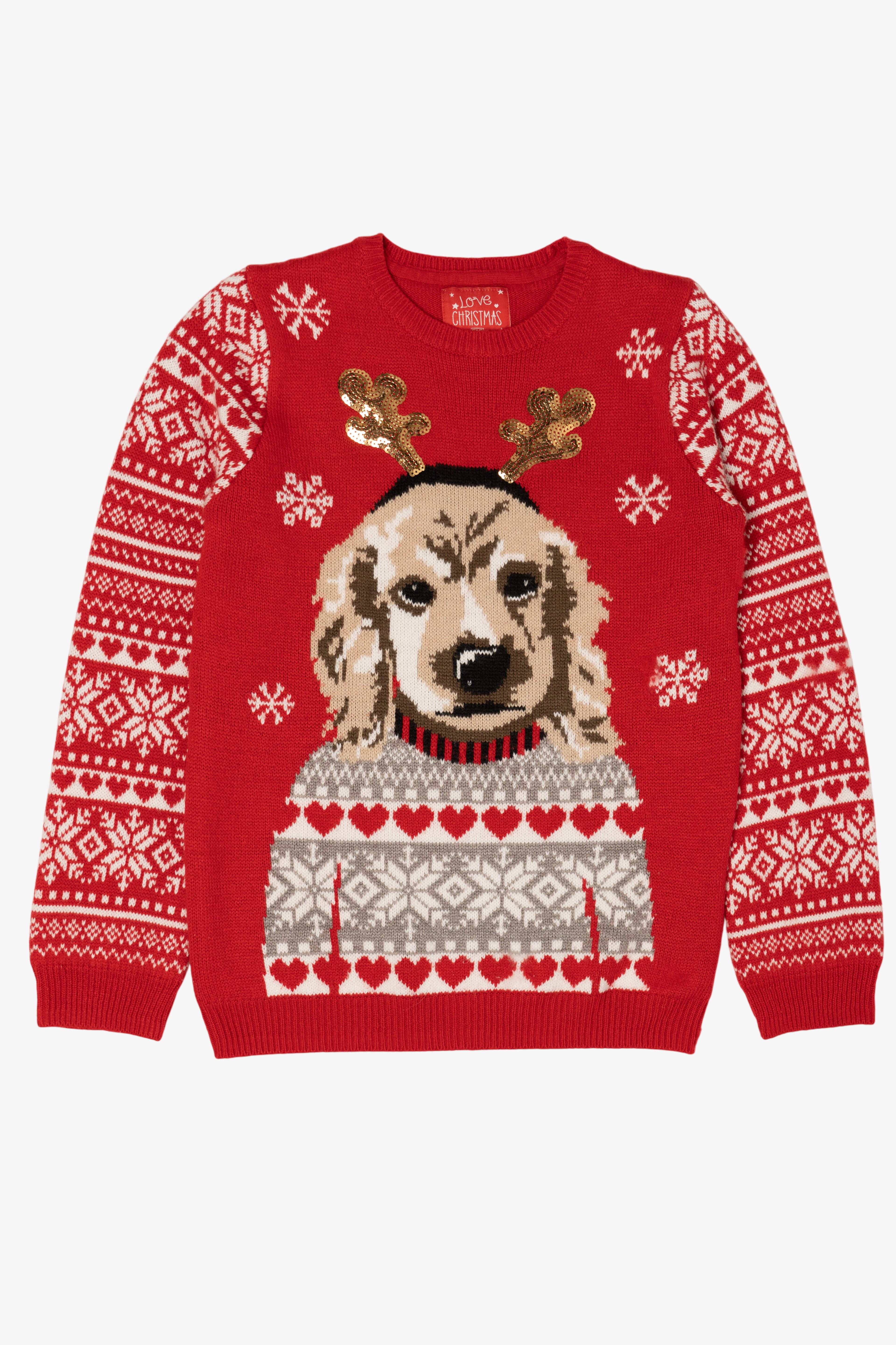 Red Love Christmas Dogs Ugly Pullover (2020s)