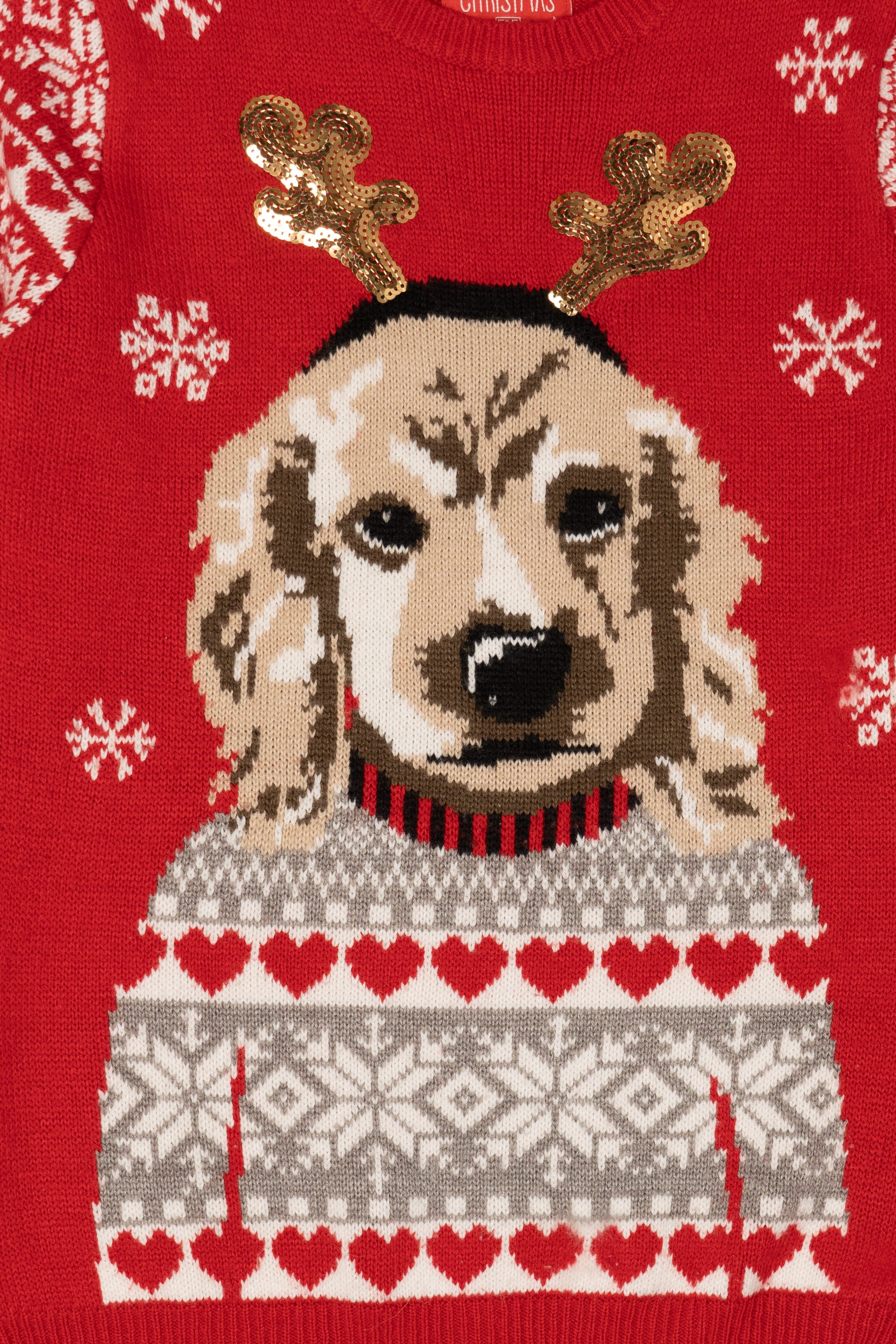 Red Love Christmas Dogs Ugly Pullover (2020s)