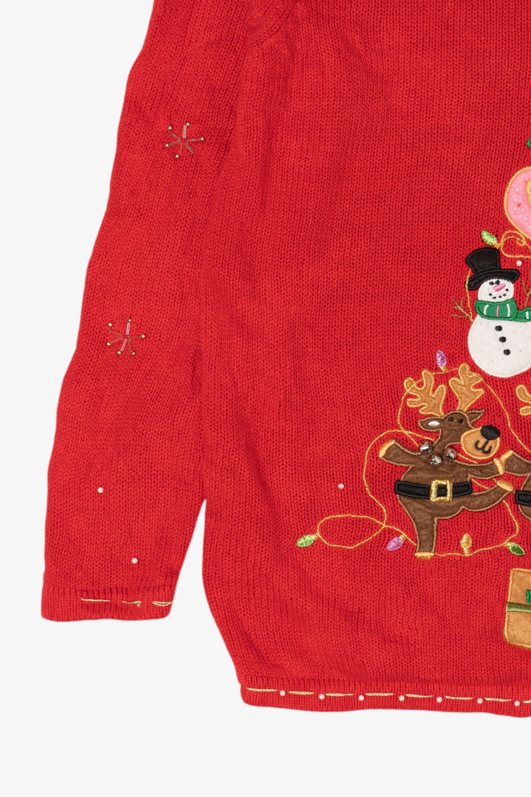 Vintage Red Basic Editions Reindeer Ugly Christmas Pullover (2000s)