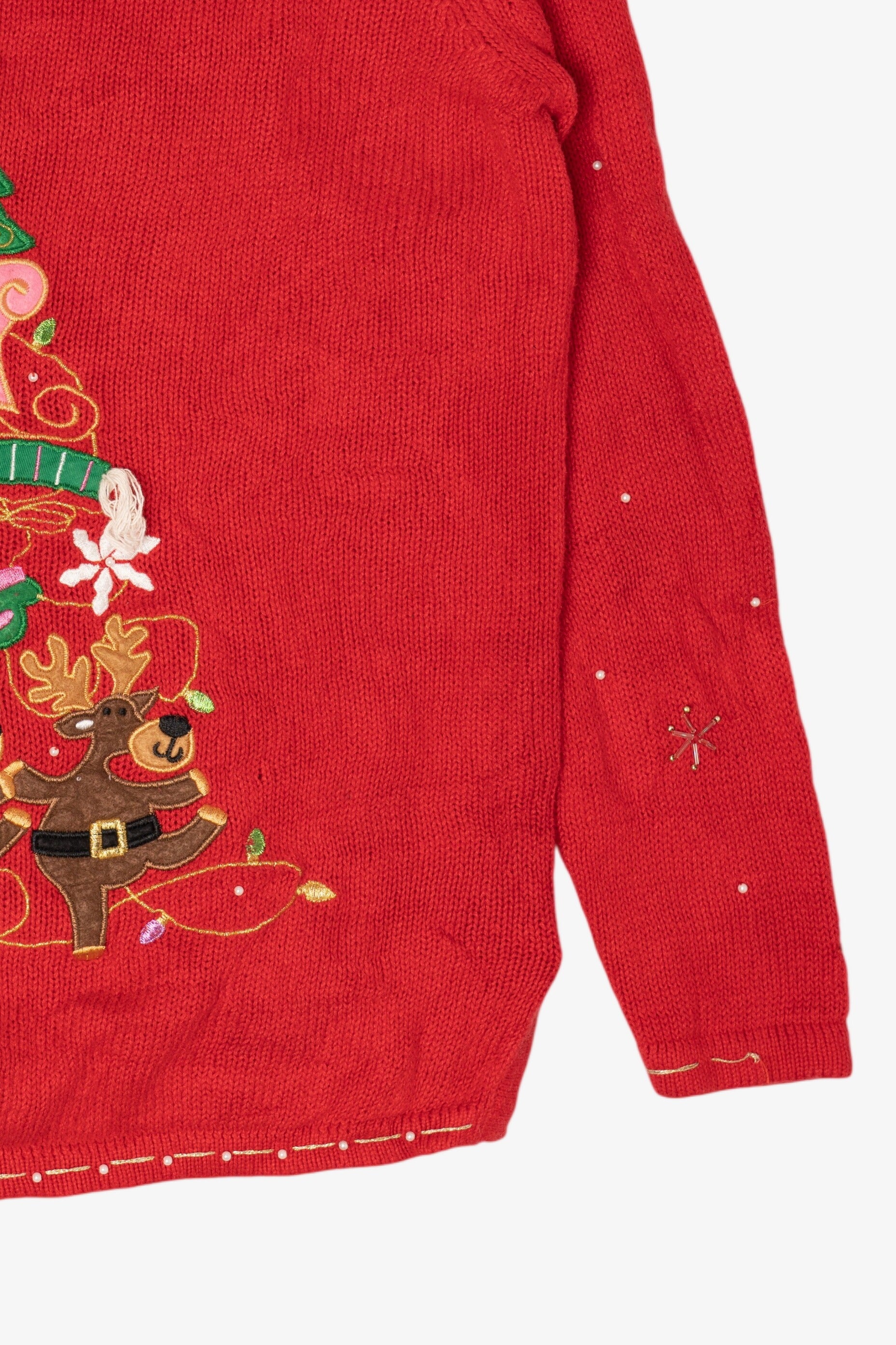 Vintage Red Basic Editions Reindeer Ugly Christmas Pullover (2000s)