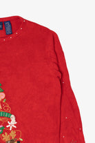 Vintage Red Basic Editions Reindeer Ugly Christmas Pullover (2000s)