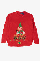 Vintage Red Basic Editions Reindeer Ugly Christmas Pullover (2000s)