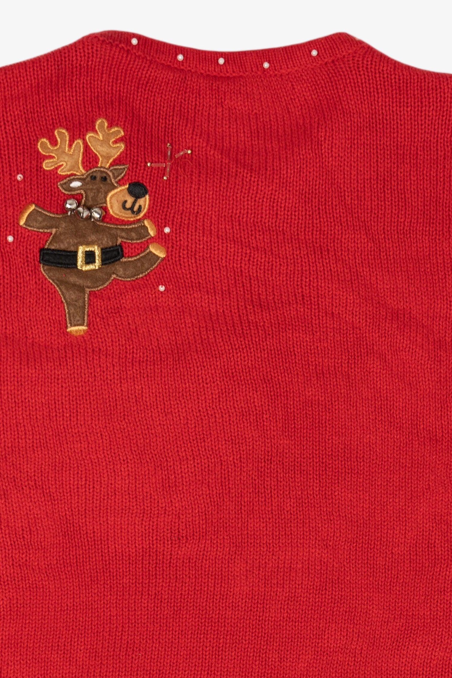 Vintage Red Basic Editions Reindeer Ugly Christmas Pullover (2000s)