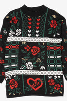 Vintage Black Mathias Flowers Ugly Christmas Pullover (1980s)