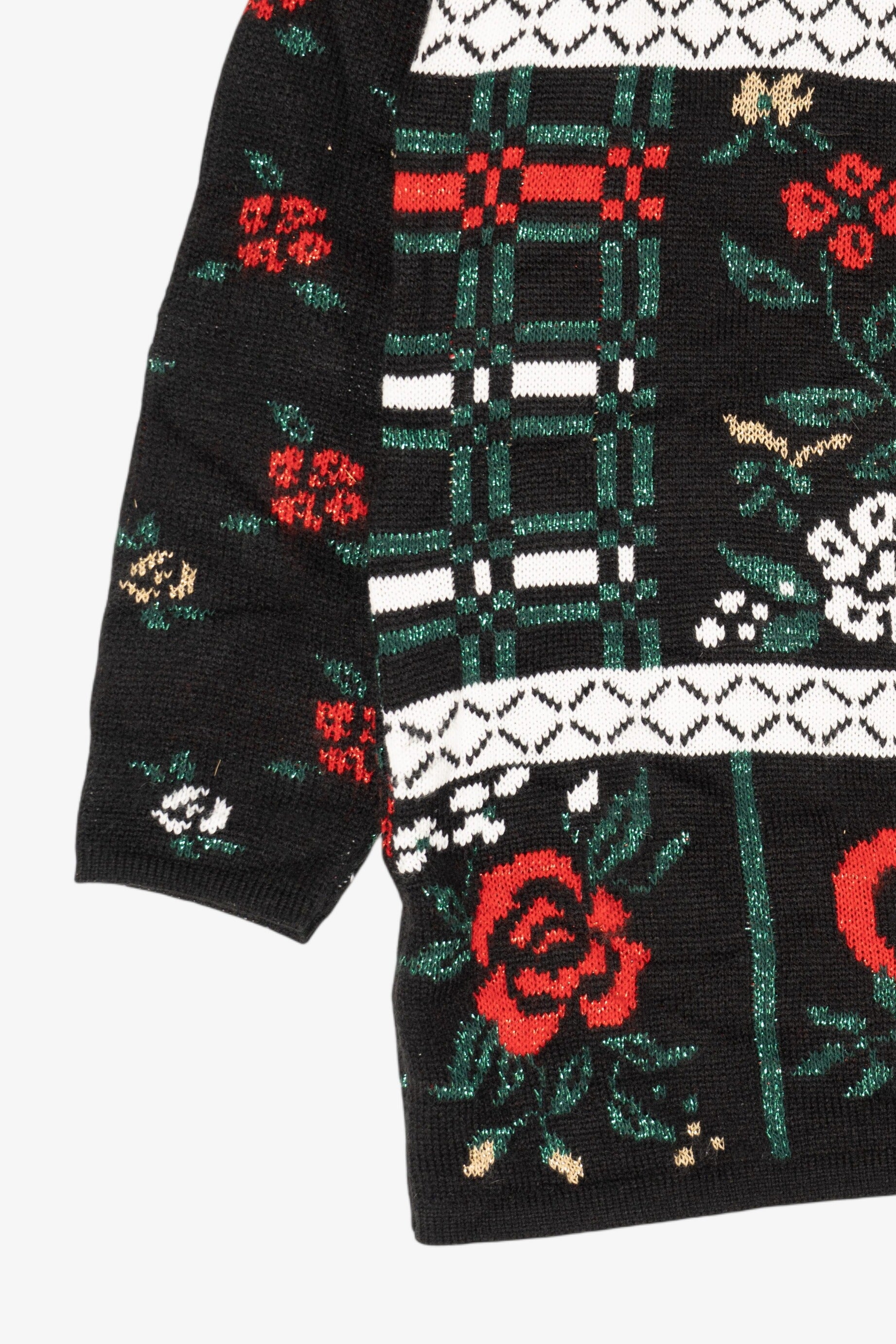Vintage Black Mathias Flowers Ugly Christmas Pullover (1980s)
