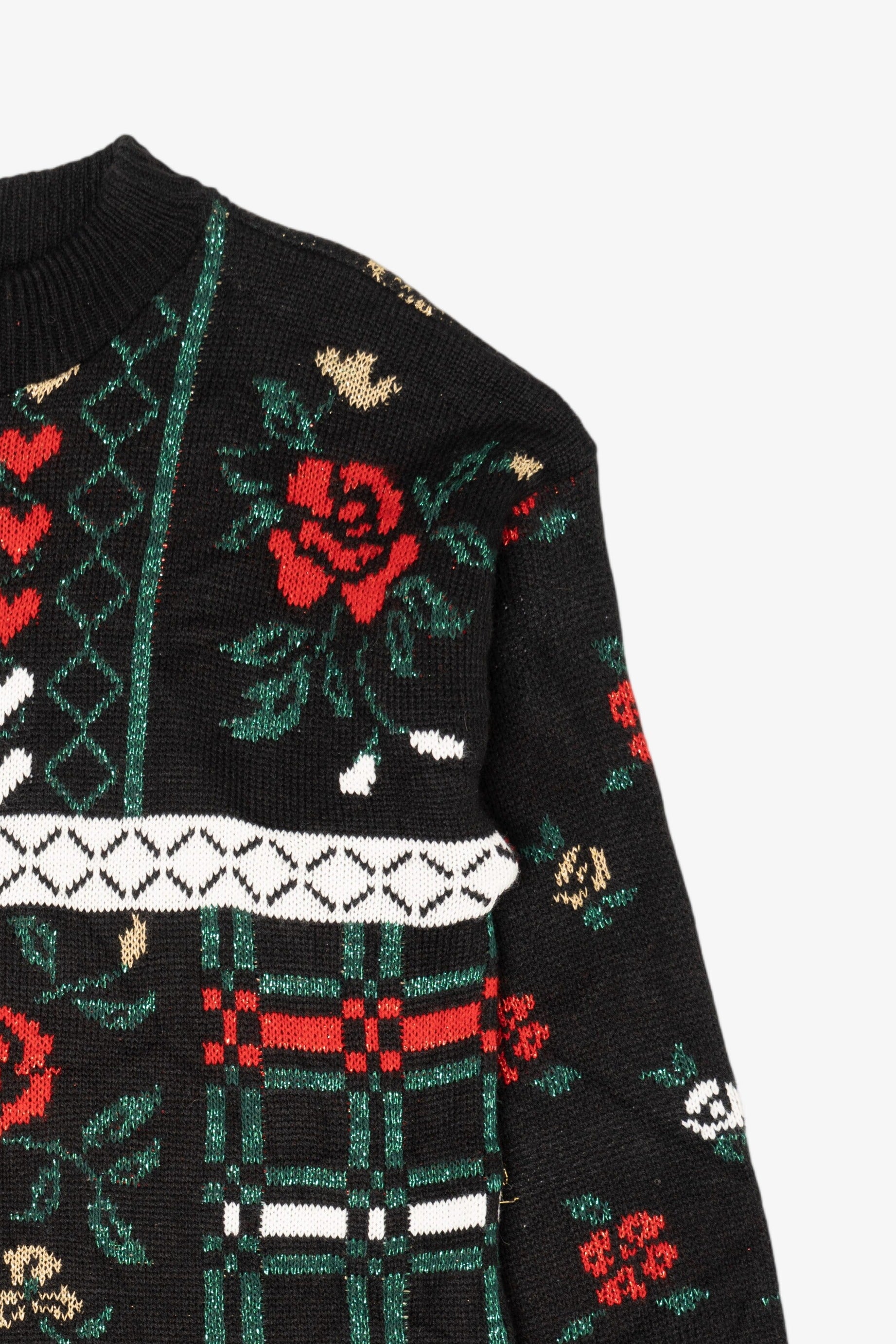 Vintage Black Mathias Flowers Ugly Christmas Pullover (1980s)
