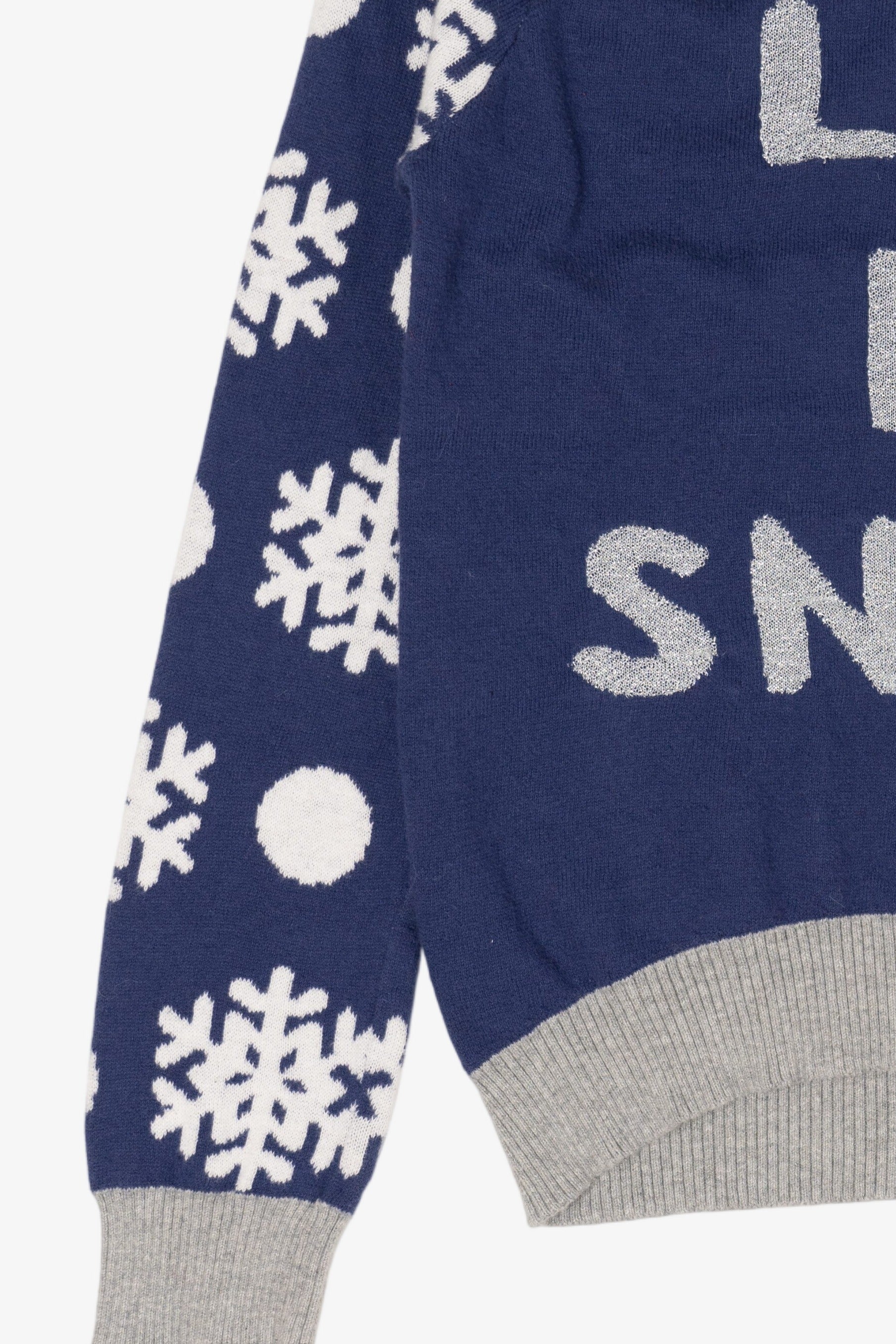 Kids Navy Blue "Let It Snow" Snowflakes Christmas Pullover (2010s)