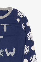 Kids Navy Blue "Let It Snow" Snowflakes Christmas Pullover (2010s)