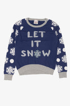 Kids Navy Blue "Let It Snow" Snowflakes Christmas Pullover (2010s)