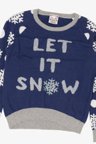 Kids Navy Blue "Let It Snow" Snowflakes Christmas Pullover (2010s)