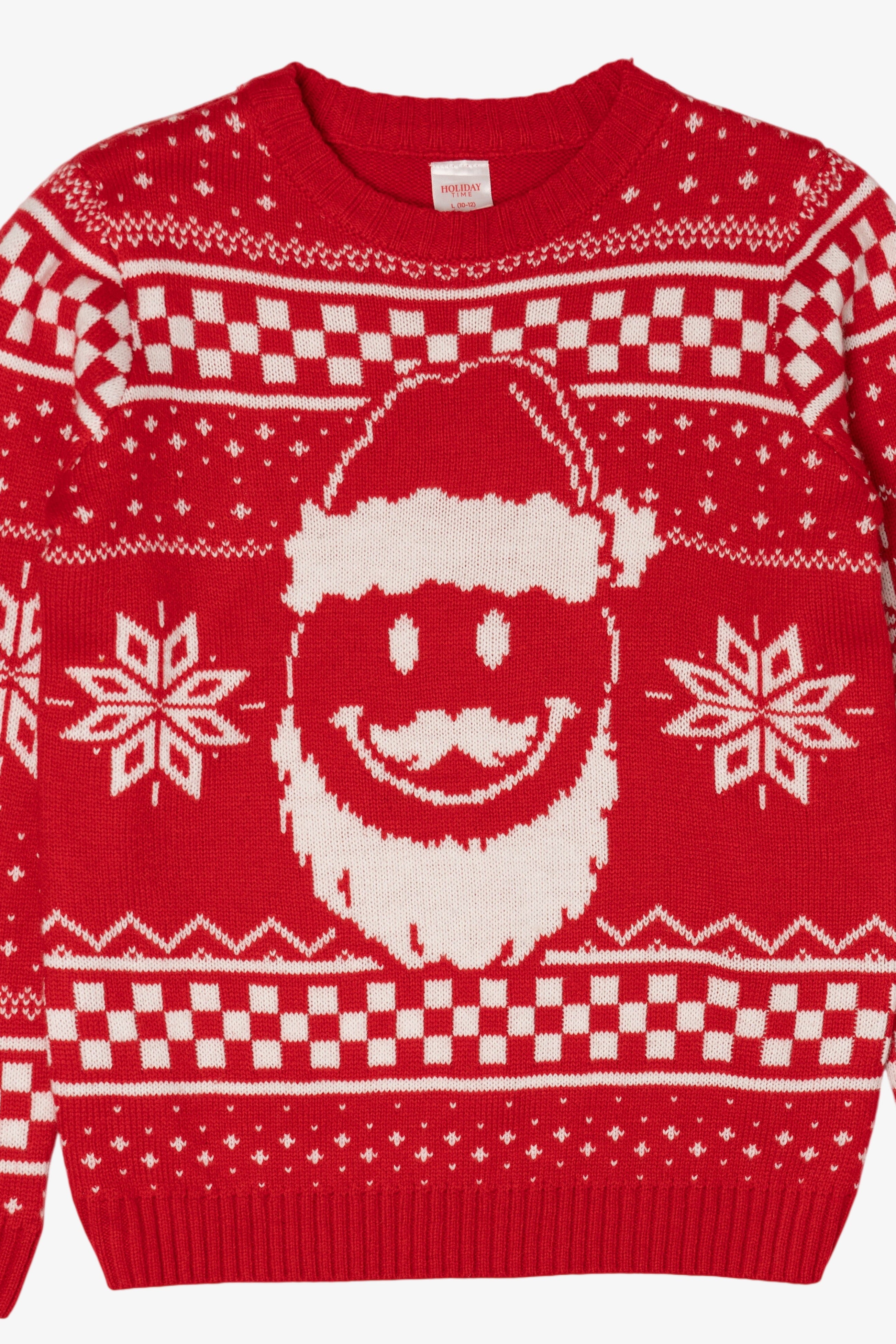 Red Smiley Face Santa Ugly Christmas Pullover (2010s)