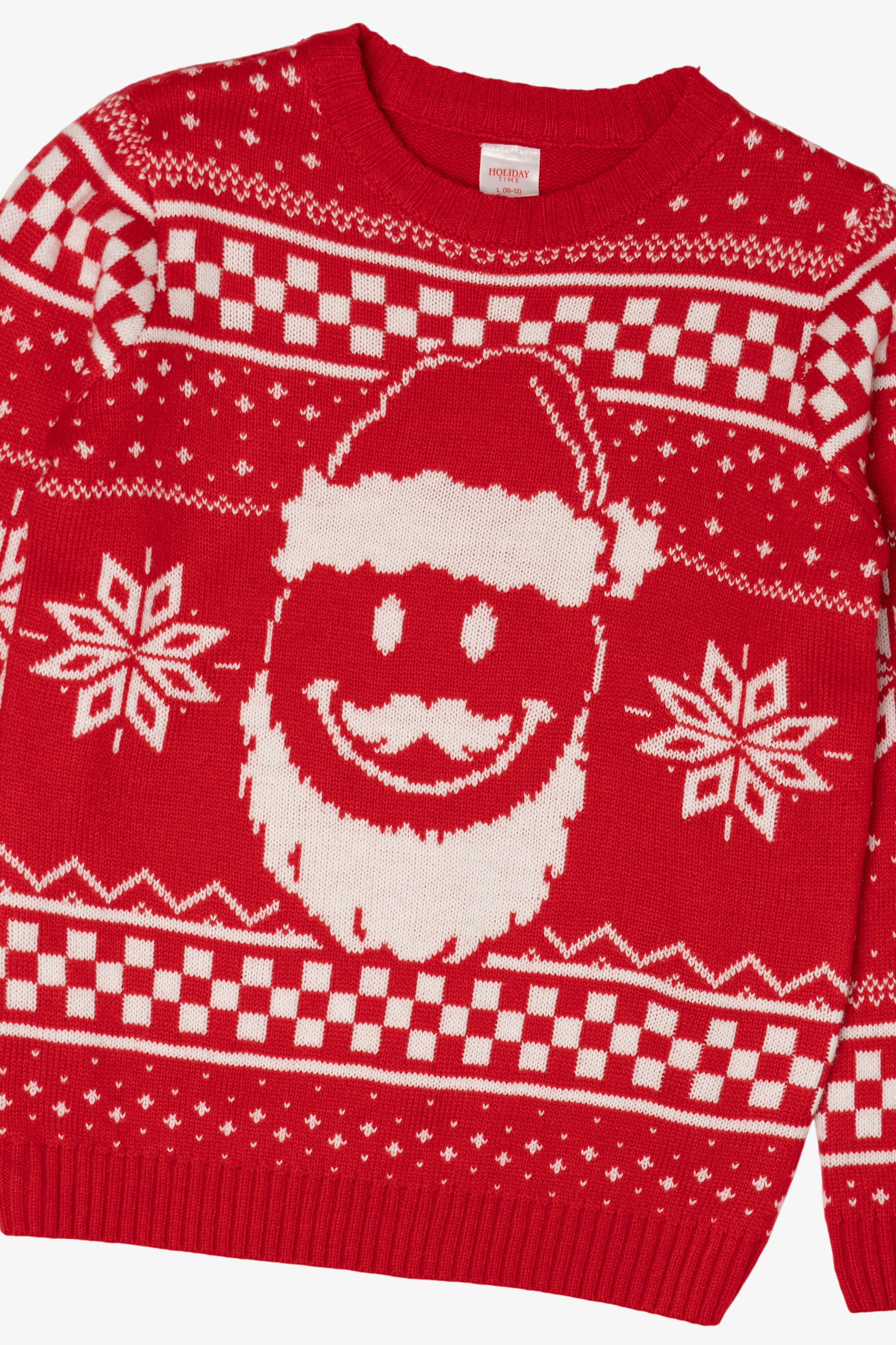 Red Smiley Face Santa Ugly Christmas Pullover (2010s)